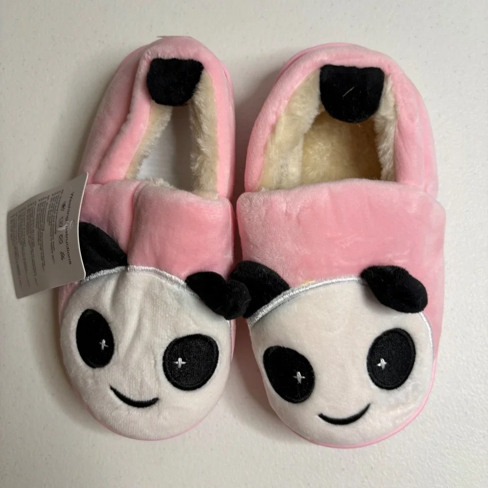 KVbabby Pink Panda Slippers Little Kid Size CN200 11-12 Cozy Plush‎ Footwear